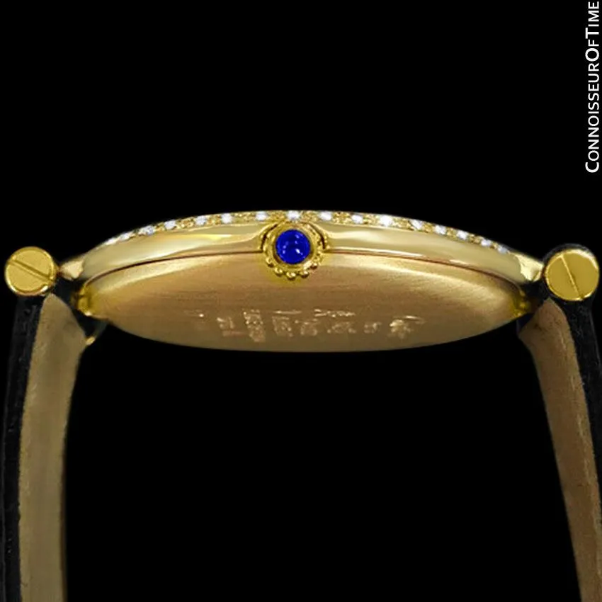 Must De Cartier Vendome Mens Midsize Unisex Vermeil Watch - 18K Gold Over Sterling Silver & Diamonds
