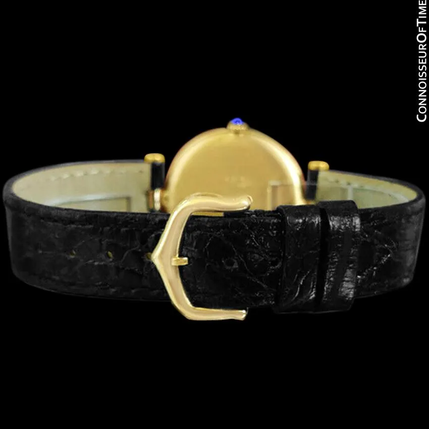 Must De Cartier Vendome Mens Midsize Unisex Vermeil Watch - 18K Gold Over Sterling Silver & Diamonds
