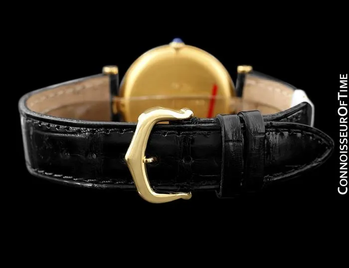 Must De Cartier Vendome Mens Midsize Unisex Vermeil Watch - 18K Gold Over Sterling Silver & Diamonds