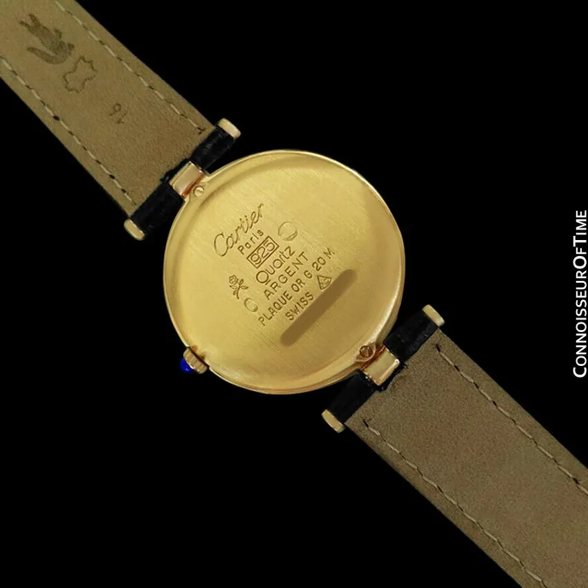 Must De Cartier Vendome Mens Midsize Unisex Vermeil Watch - 18K Gold Over Sterling Silver & Diamonds