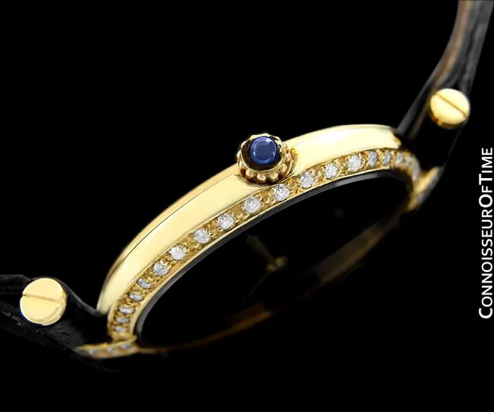 Must De Cartier Vendome Mens Midsize Unisex Vermeil Watch - 18K Gold Over Sterling Silver & Diamonds