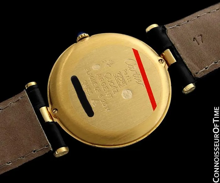 Must De Cartier Vendome Mens Midsize Unisex Vermeil Watch - 18K Gold Over Sterling Silver & Diamonds