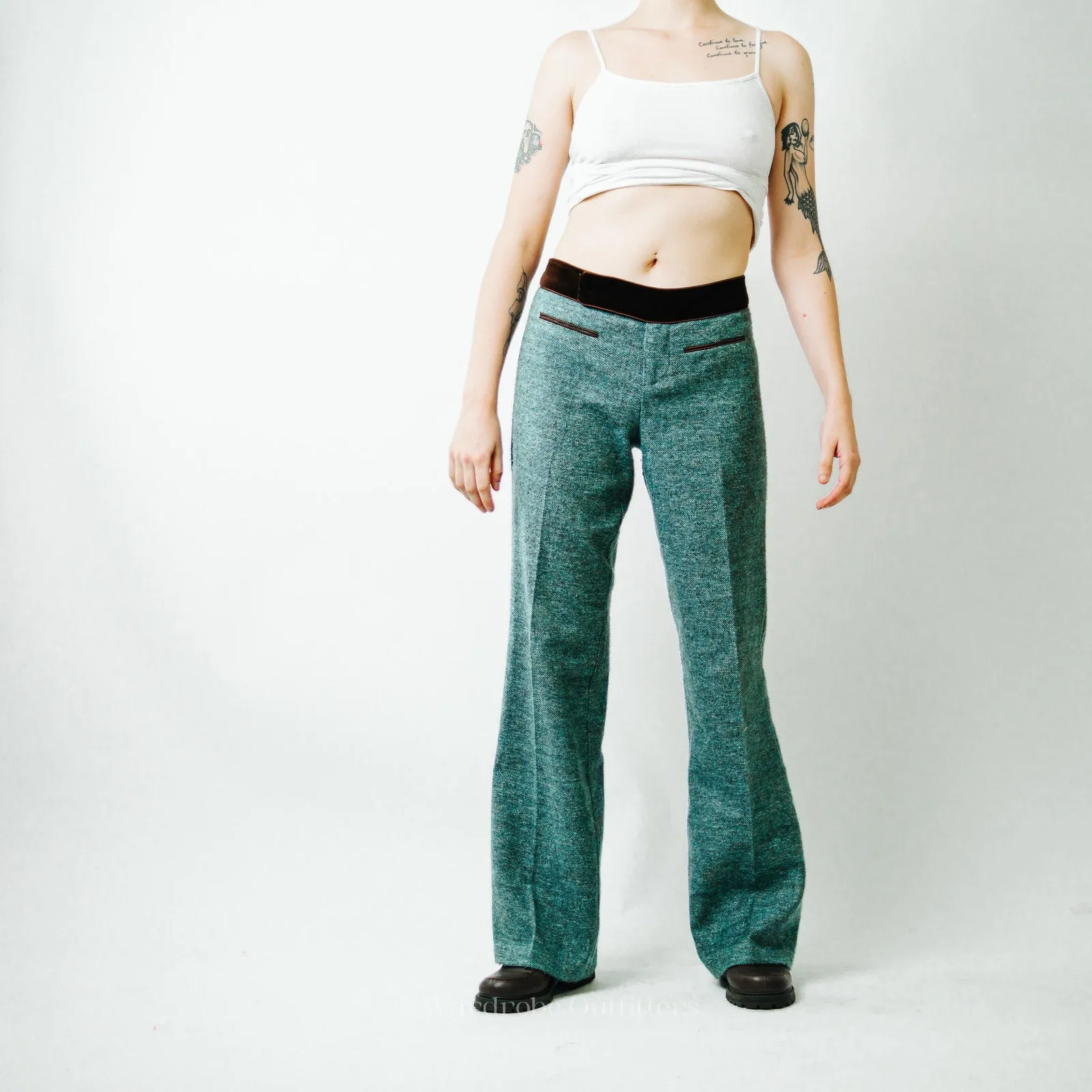 Nanette Lepore Green Tweed Wool Pants / 8