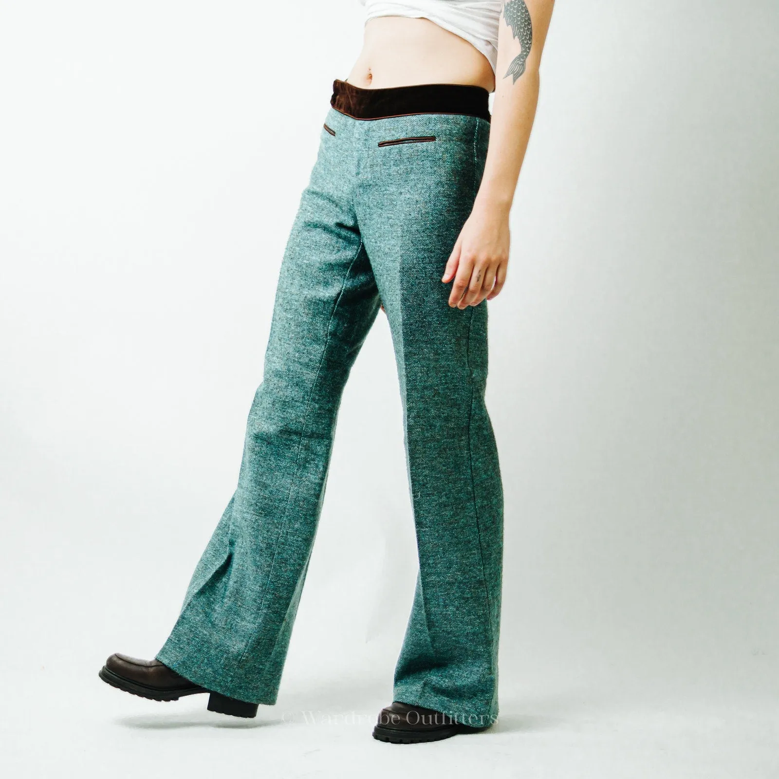 Nanette Lepore Green Tweed Wool Pants / 8