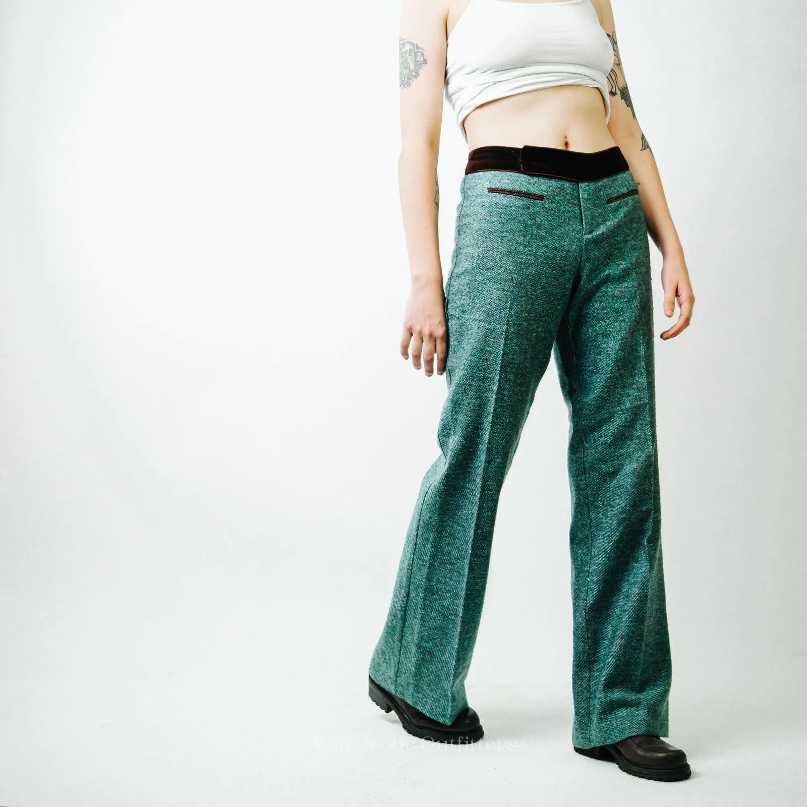 Nanette Lepore Green Tweed Wool Pants / 8