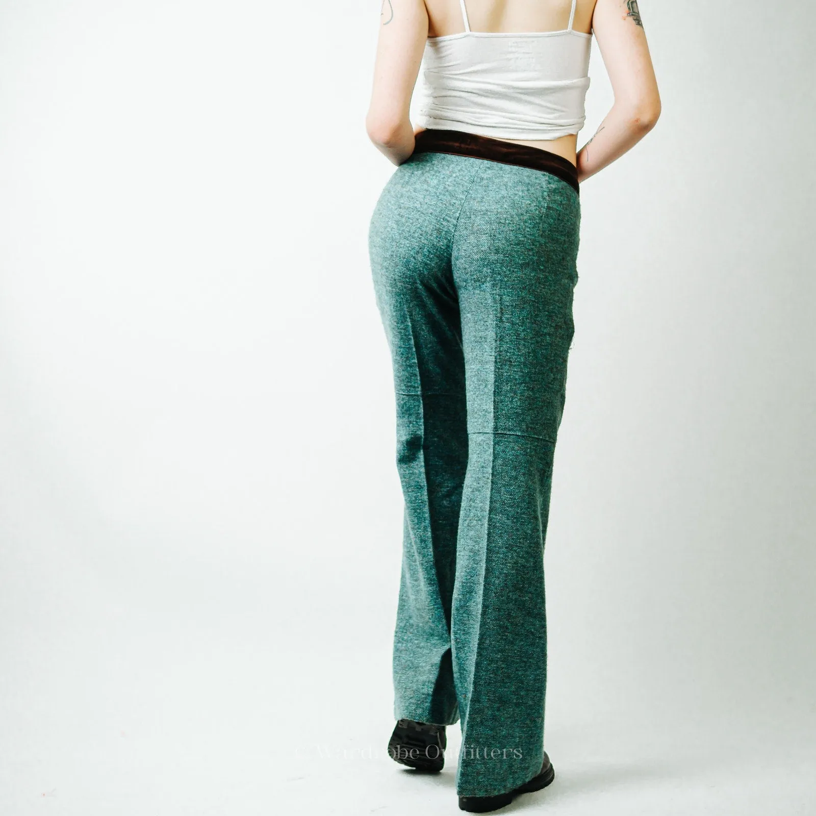 Nanette Lepore Green Tweed Wool Pants / 8