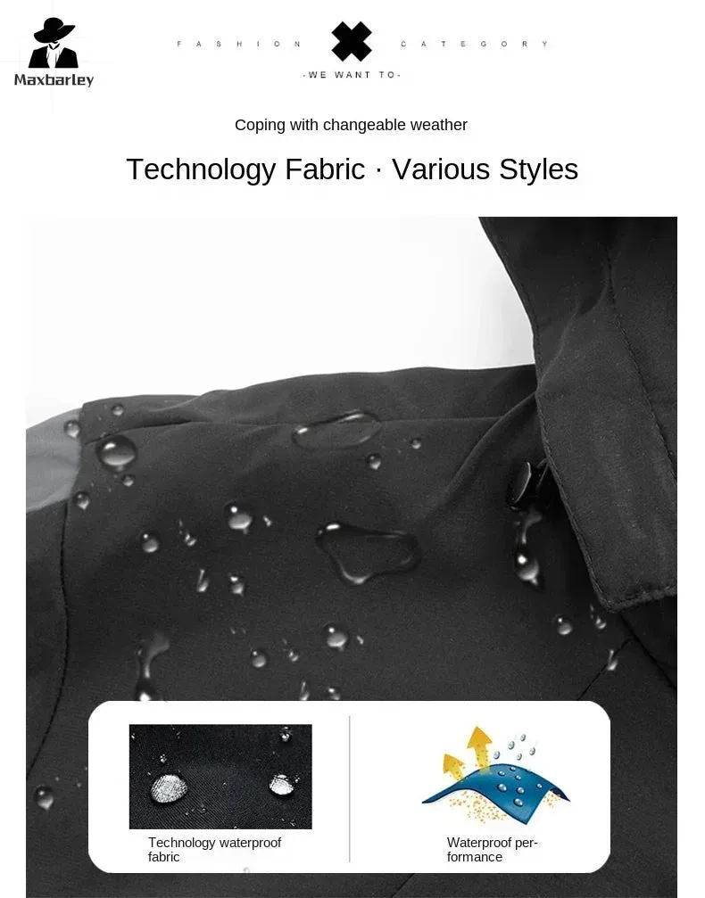 New Autumn Casual Jacket Men's Outdoor Multifunctional Waterproof Windbreaker Hiking Camping Young and Middle-aged Hooded Coat