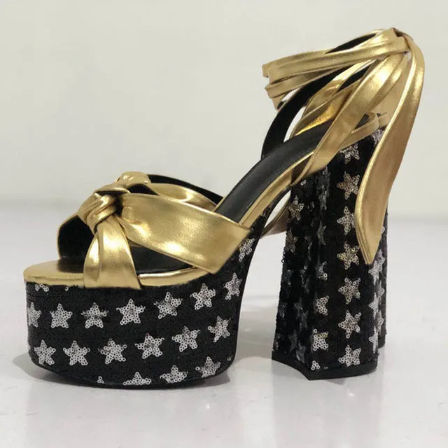 New Big Size 34-43 Ladies High Heels Platform Sandals Shoes Woman Party Runway Show Summer Luxury Sandals