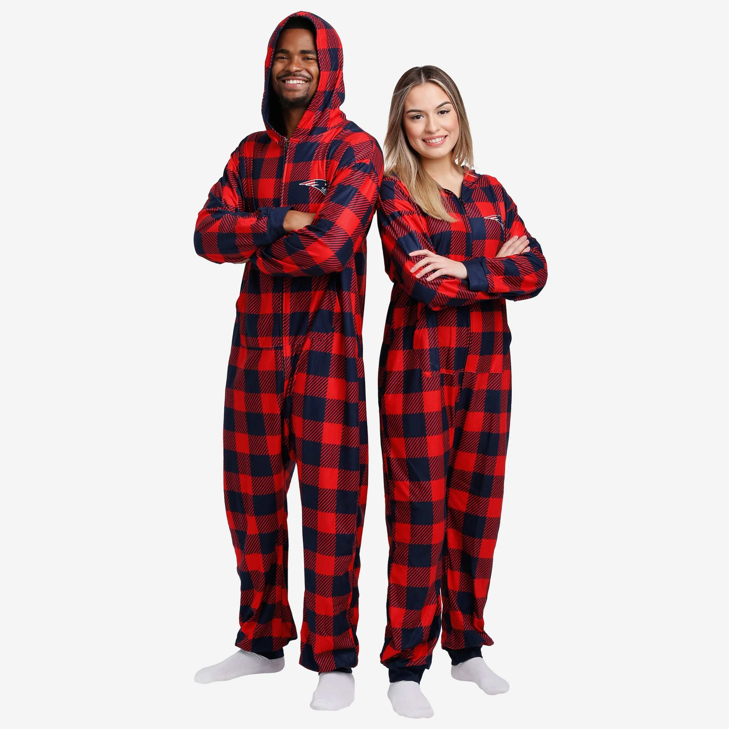 New England Patriots Plaid One Piece Pajamas