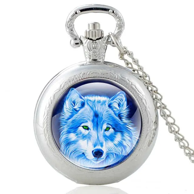 New Fashion Vintage Bronze Mysterious Wolf Quartz Pocket Watch Retro Men Women Wolf Pendant Necklace Antique Jewelry