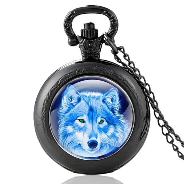 New Fashion Vintage Bronze Mysterious Wolf Quartz Pocket Watch Retro Men Women Wolf Pendant Necklace Antique Jewelry