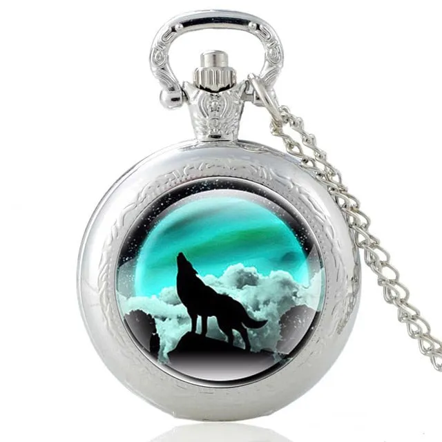 New Fashion Vintage Bronze Mysterious Wolf Quartz Pocket Watch Retro Men Women Wolf Pendant Necklace Antique Jewelry