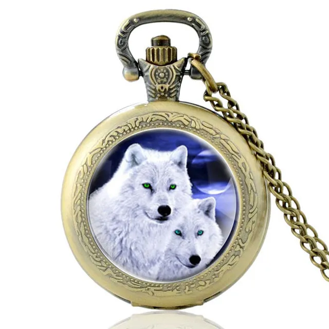 New Fashion Vintage Bronze Mysterious Wolf Quartz Pocket Watch Retro Men Women Wolf Pendant Necklace Antique Jewelry