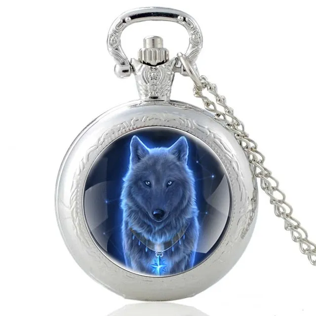 New Fashion Vintage Bronze Mysterious Wolf Quartz Pocket Watch Retro Men Women Wolf Pendant Necklace Antique Jewelry