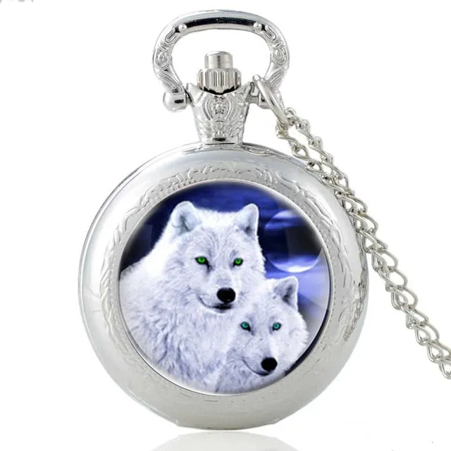 New Fashion Vintage Bronze Mysterious Wolf Quartz Pocket Watch Retro Men Women Wolf Pendant Necklace Antique Jewelry