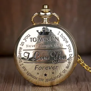 New Vintage Gold To My Son Quartz Pocket Watch with chain fob watches Pendant Clock Male Birthday Gifts for Boys Dropshipping
