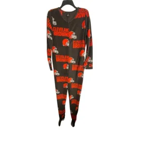 NFL TEAM APPAREL WOMEN'S CLEVELAND BROWNS FACADE UNION SUIT PAJAMAS SZ M NWOT
