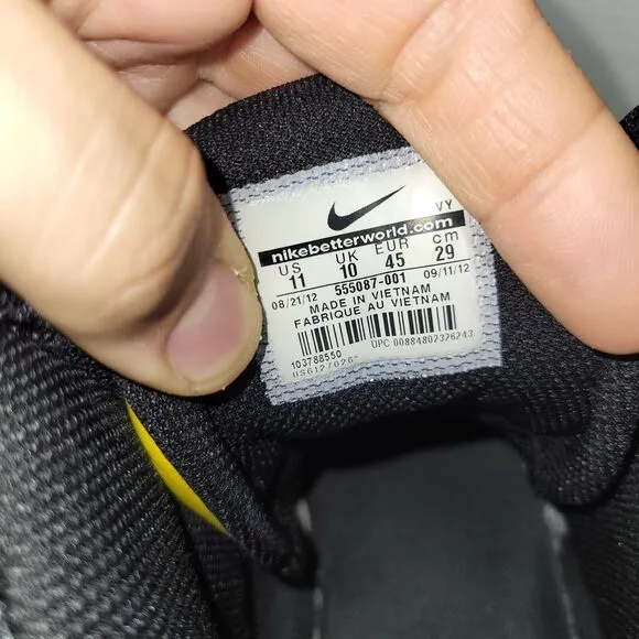 Nike Shoes Mens Size 11 Gray Yellow Air Ultra Force Sneaker 2013 555087-001 Shoe