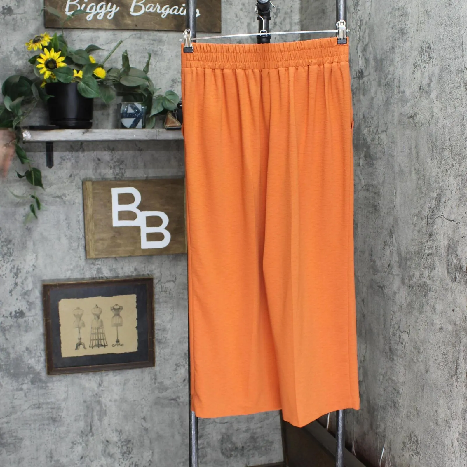 Nine West Womens Textured Pull On Elastic Waist Pants 165fcf08970a4a Orange M