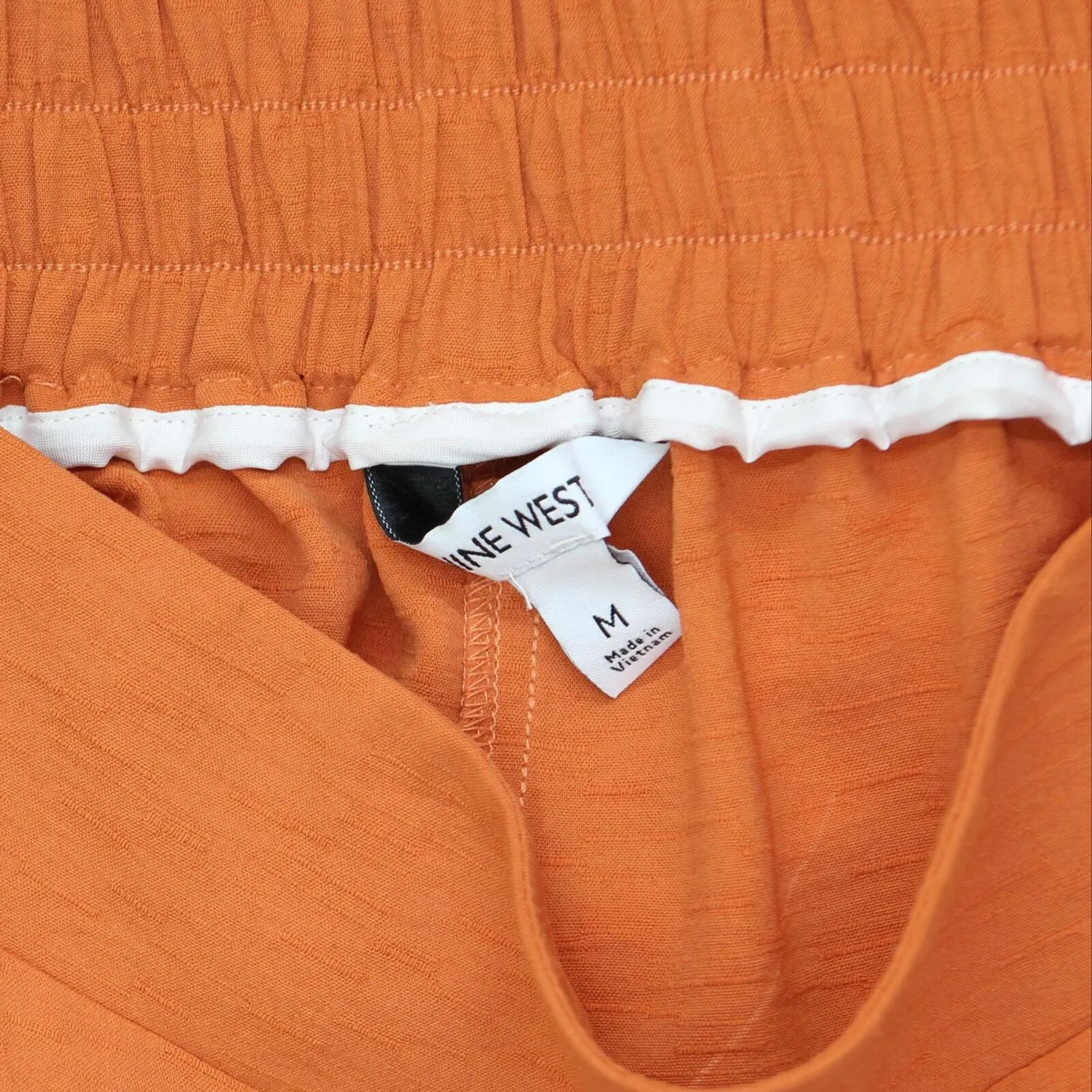 Nine West Womens Textured Pull On Elastic Waist Pants 165fcf08970a4a Orange M