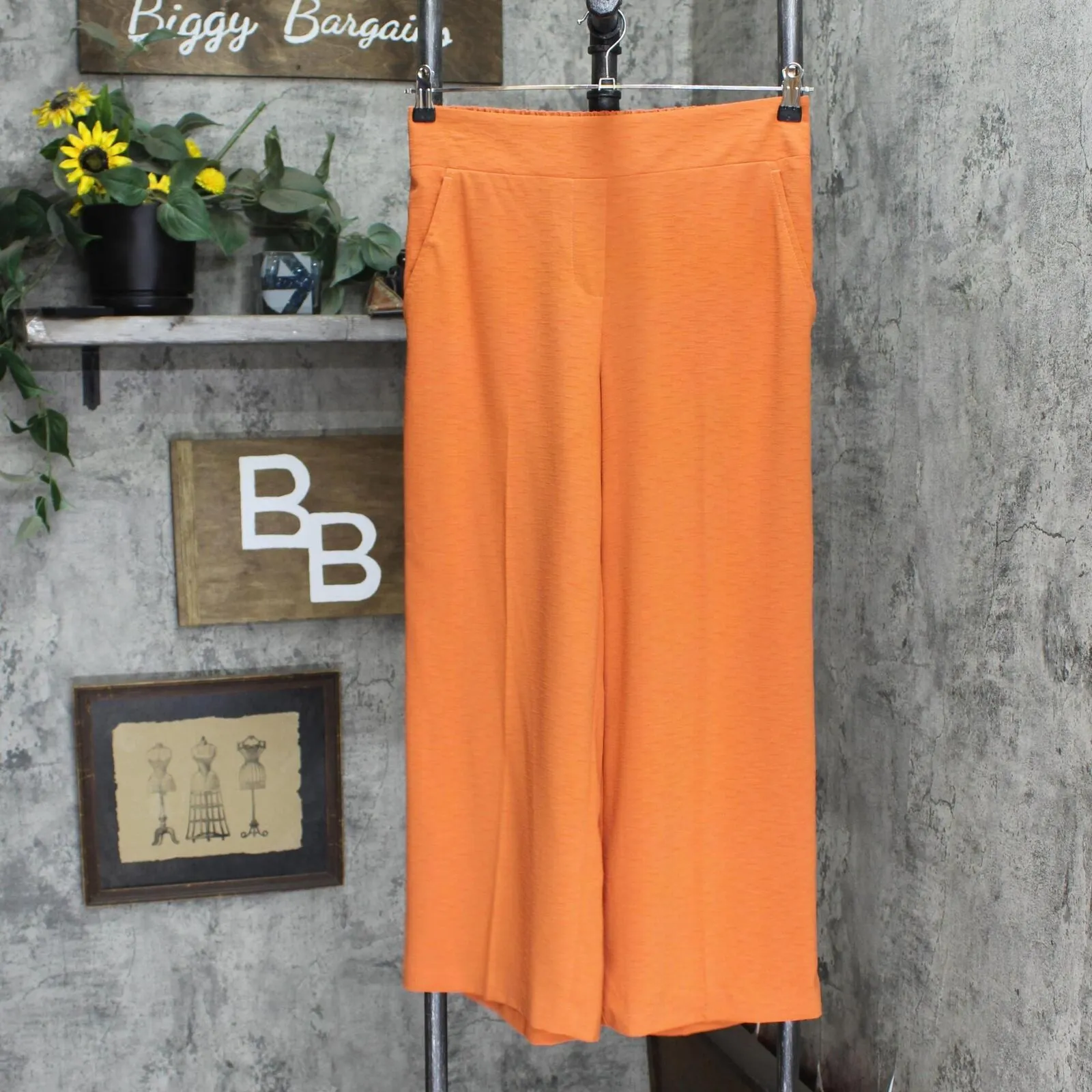 Nine West Womens Textured Pull On Elastic Waist Pants 165fcf08970a4a Orange M