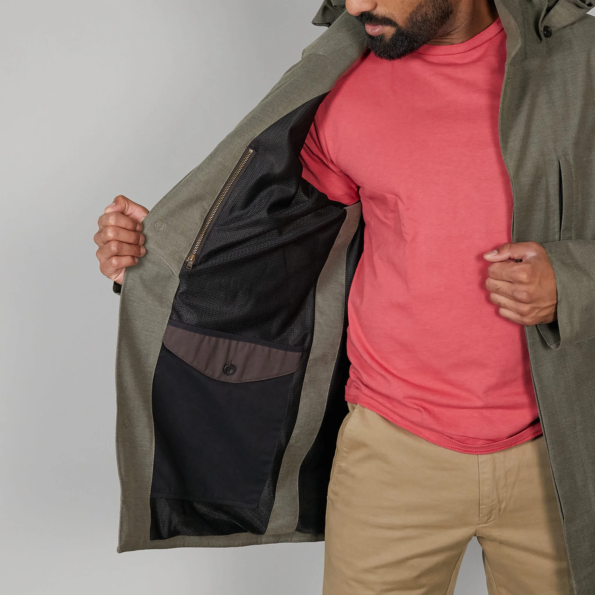 Norwegian Rain Caban Single Breasted Rain Coat Olive