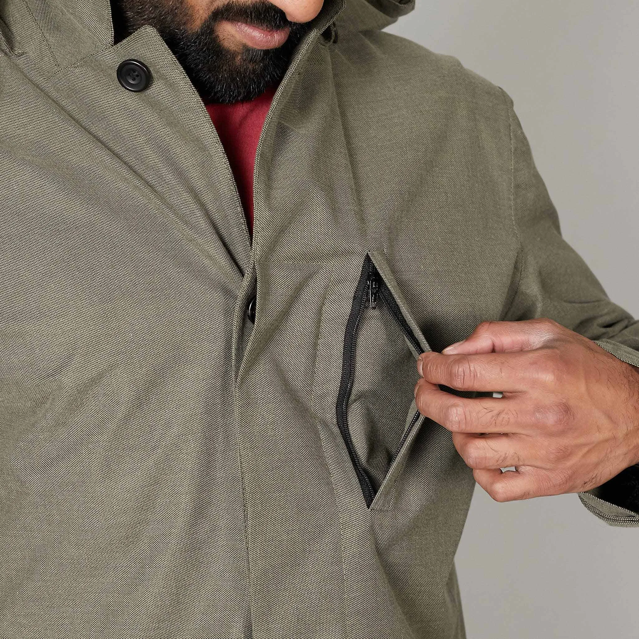 Norwegian Rain Caban Single Breasted Rain Coat Olive