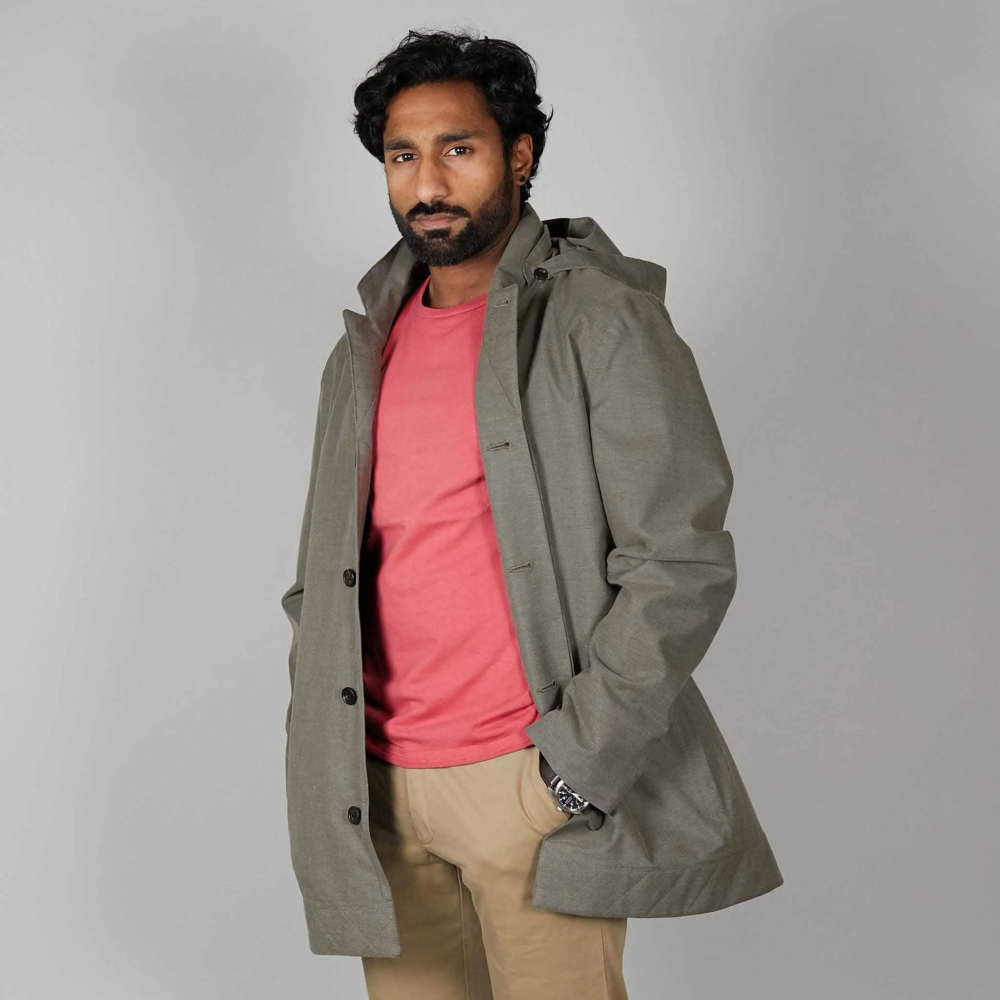 Norwegian Rain Caban Single Breasted Rain Coat Olive