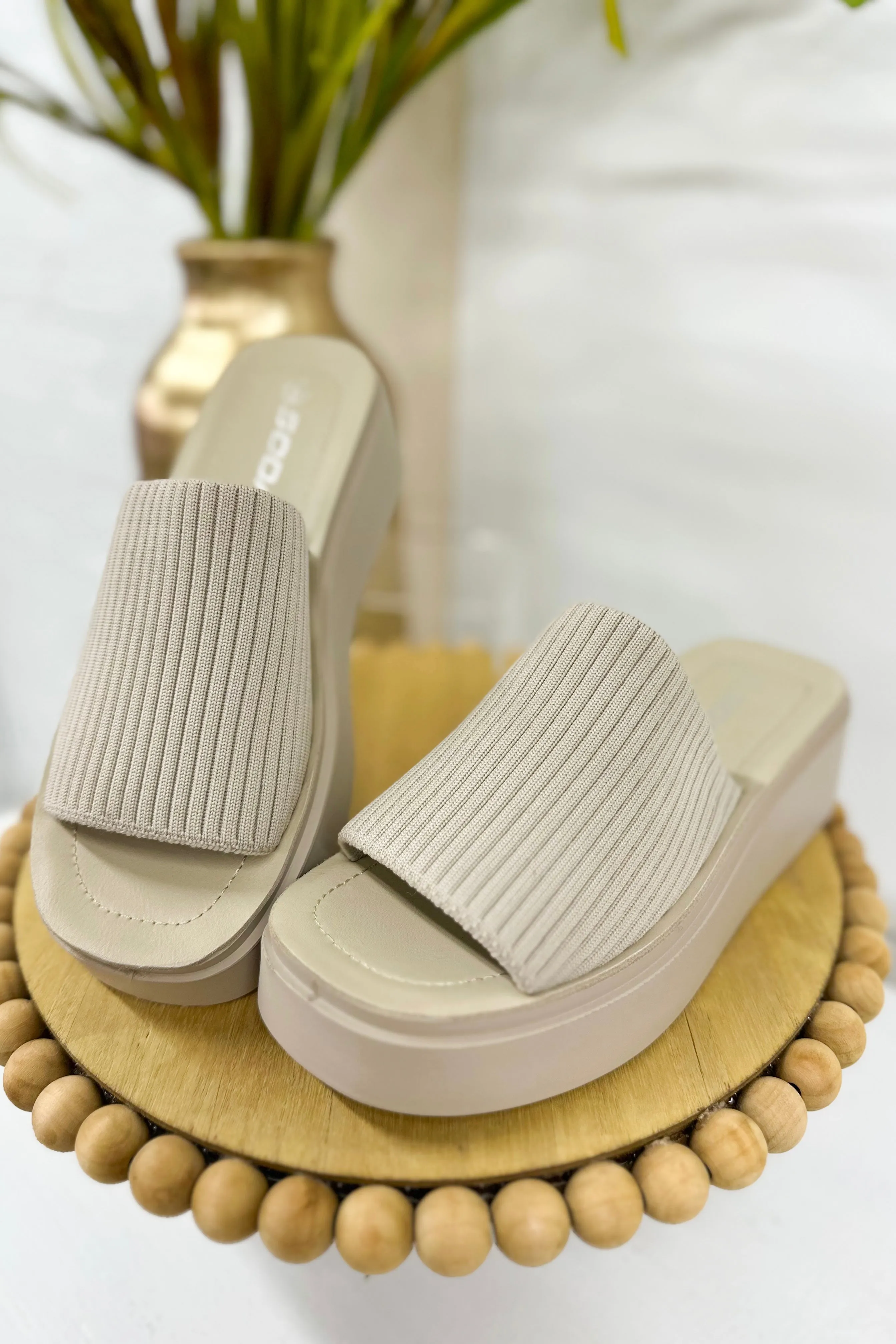 Nude Slip On Platform Sandal