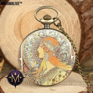 Oil Painting Color Goddess Picture Pocket Watch