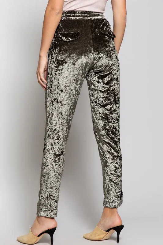 OLIVIA VELVET PANTS OLIVE