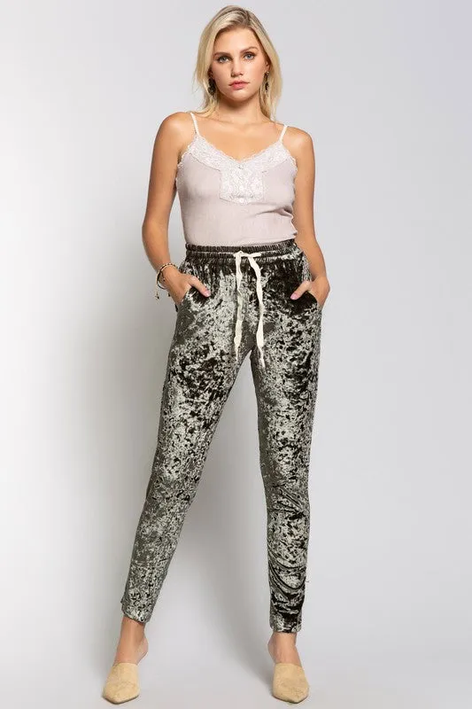 OLIVIA VELVET PANTS OLIVE