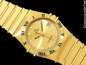 Omega Constellation Mens 35mm, Quartz, Date - 18K Gold Plated & Diamonds