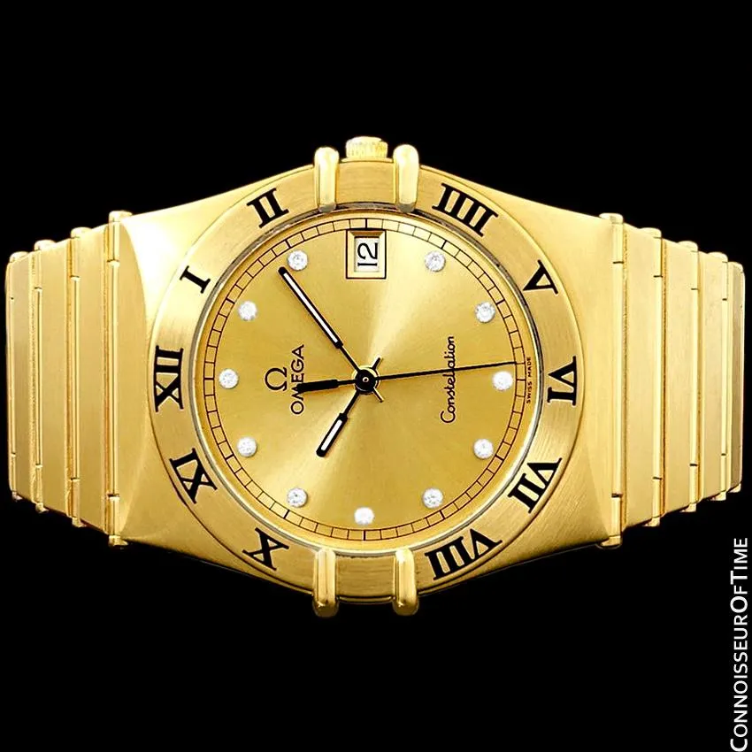 Omega Constellation Mens 35mm, Quartz, Date - 18K Gold Plated & Diamonds