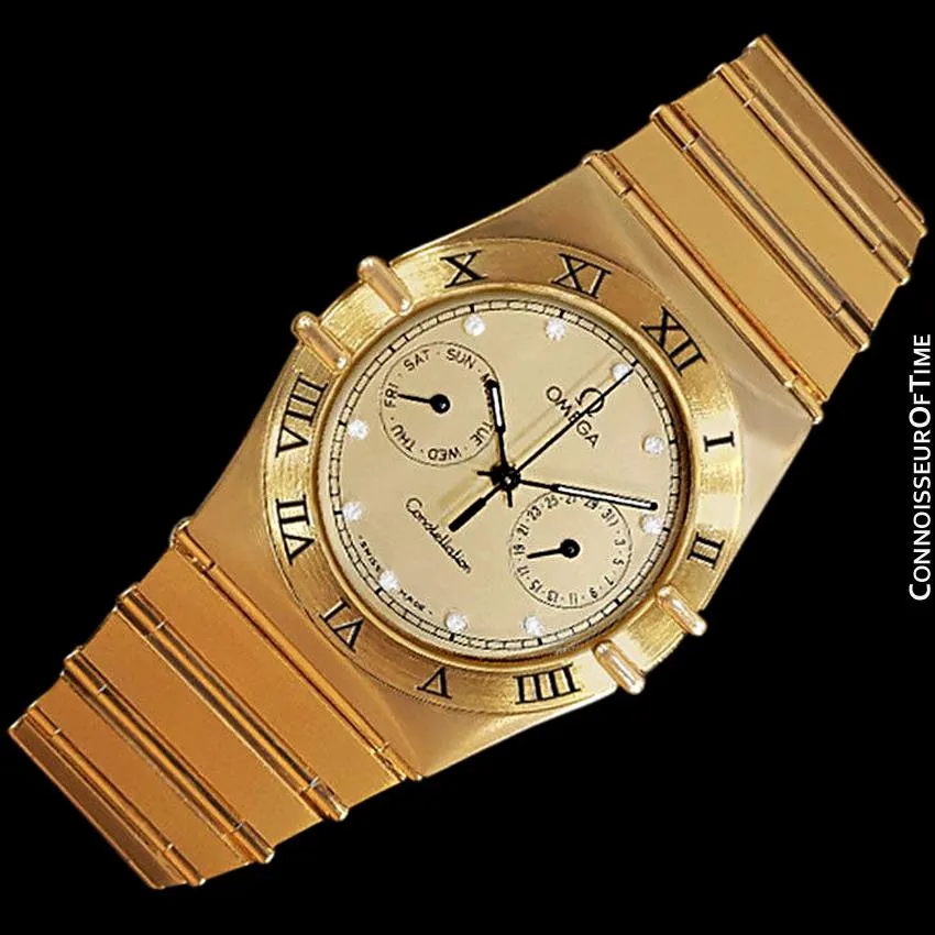 Omega Constellation Mens 35mm, Quartz, Day Date - 18K Gold Plated and Diamonds