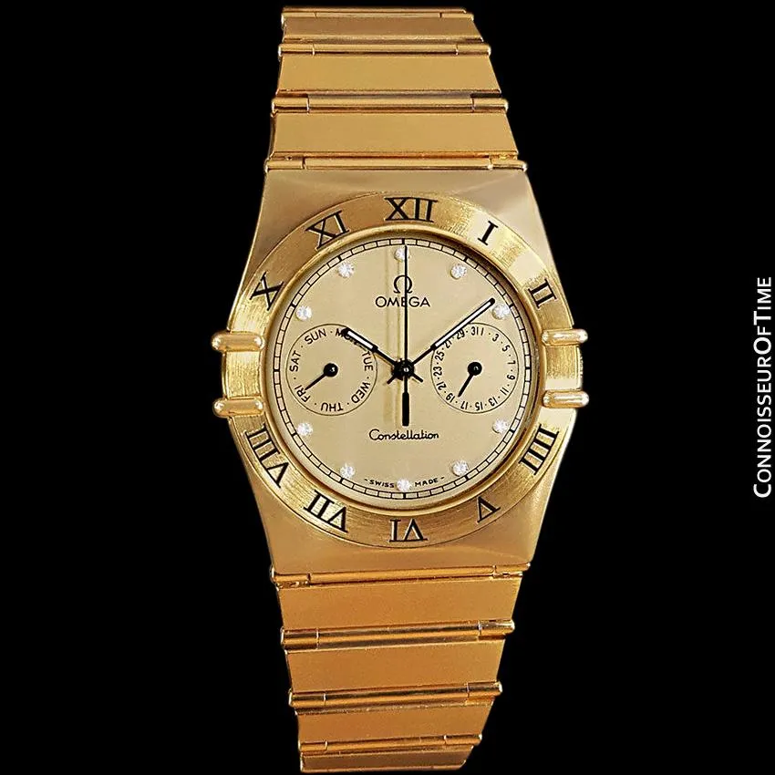 Omega Constellation Mens 35mm, Quartz, Day Date - 18K Gold Plated and Diamonds