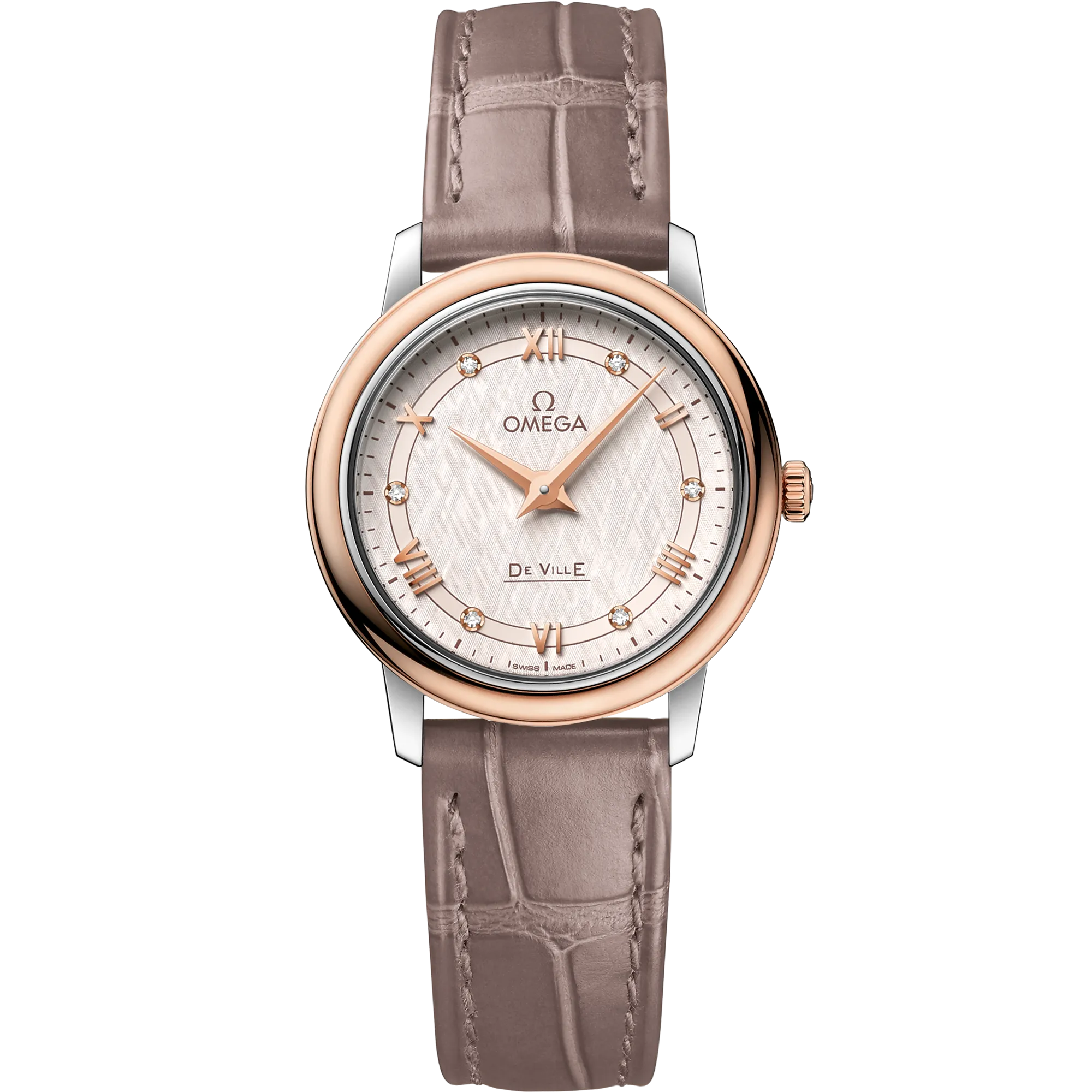 Omega De Ville Prestige 27.4 mm, steel - red gold on leather strap