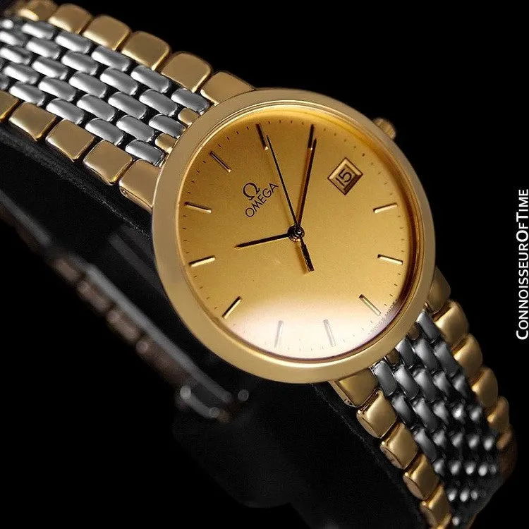 Omega DeVille Mens Midsize Dress Watch - 18K Gold Plated & Stainless Steel