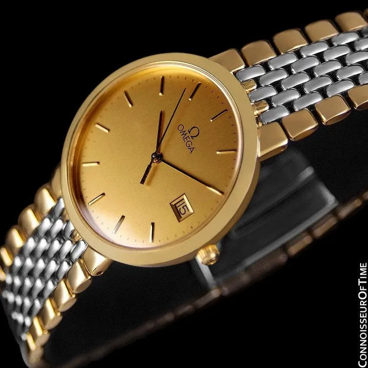 Omega DeVille Mens Midsize Dress Watch - 18K Gold Plated & Stainless Steel
