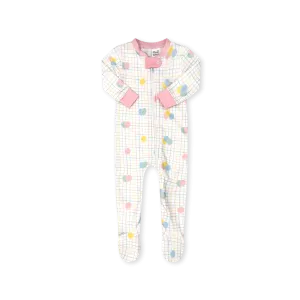 Once Upon A Time Footie - Party Time Balloon Plaid, Park Pink