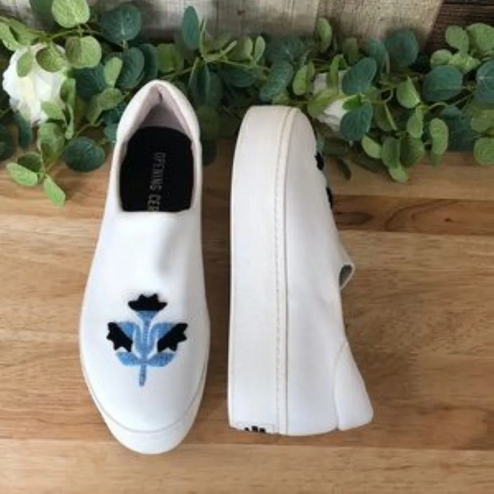 Opening Ceremony Cici Embroidered Platform Sneaker, Size 39 EU - White