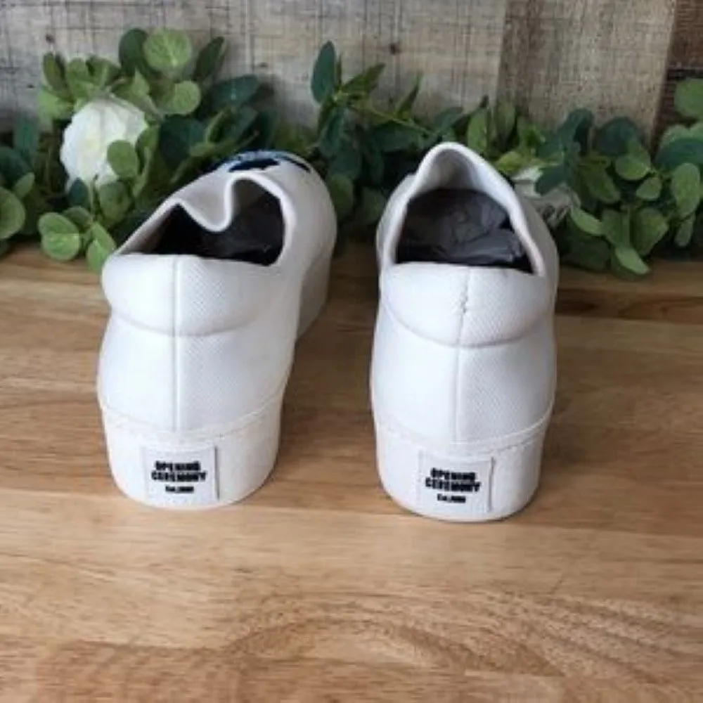 Opening Ceremony Cici Embroidered Platform Sneaker, Size 39 EU - White