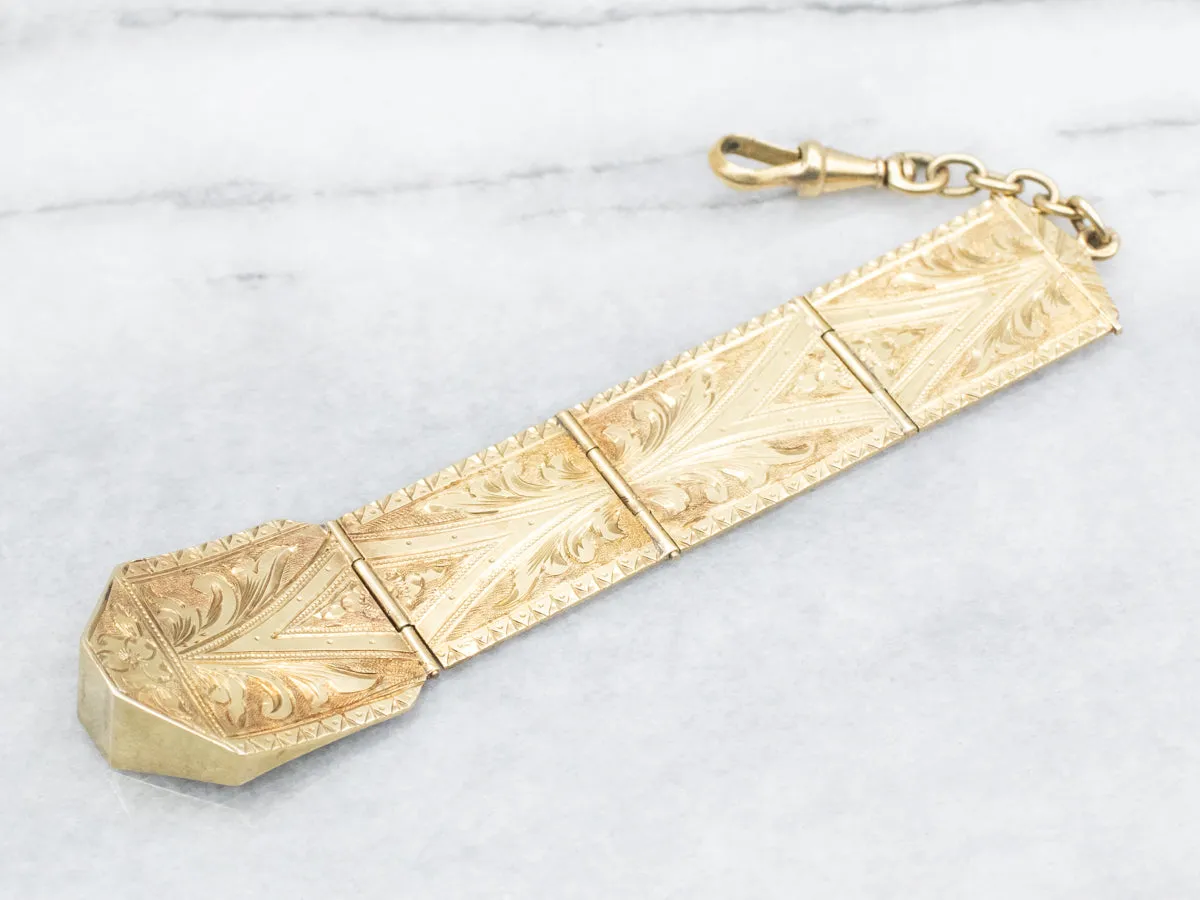 Ornate Etched Panel Antique Pocket Watch Fob