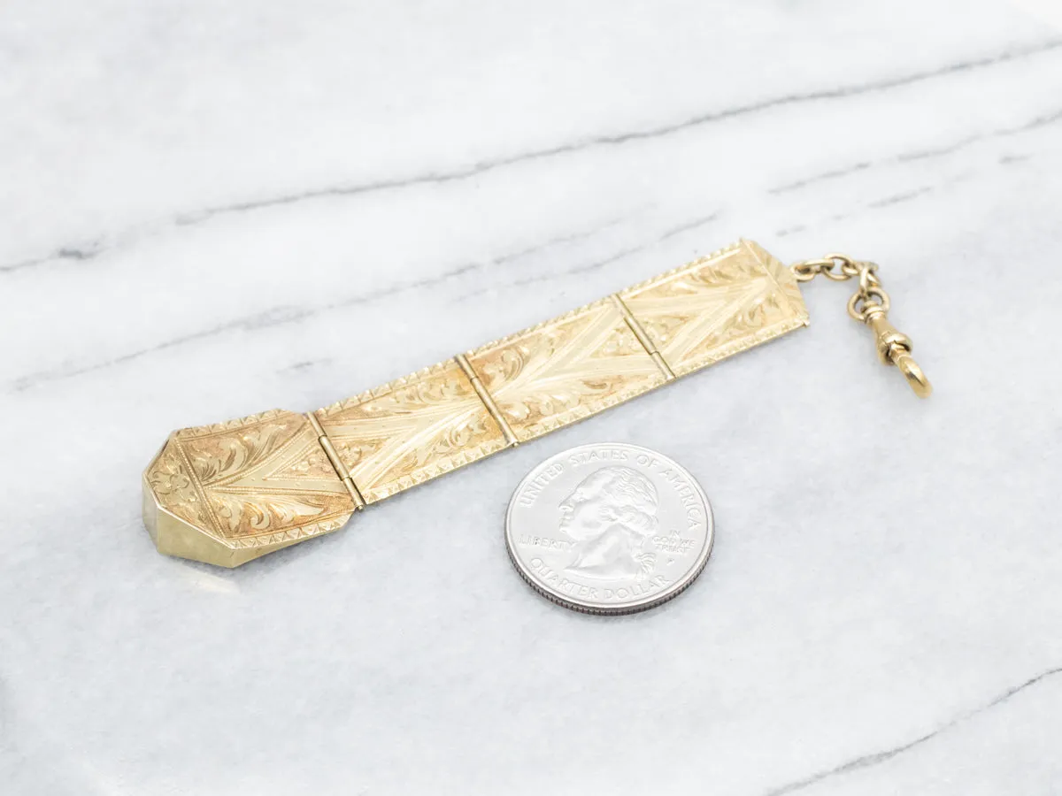 Ornate Etched Panel Antique Pocket Watch Fob