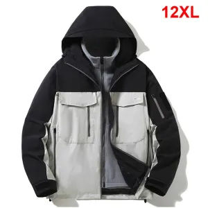Outdoor Camp Jacket Men Waterproof Windbreaker Jacket Coat 12XL Plus Size Autumn Winter Travel Jacket Removable Liner