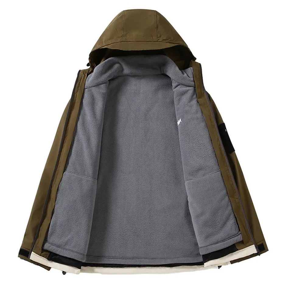 Outdoor Camp Jacket Men Waterproof Windbreaker Jacket Coat 12XL Plus Size Autumn Winter Travel Jacket Removable Liner