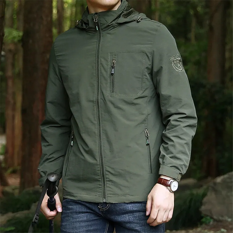 Outdoor Jacket Men Waterproof Jacket Coat Fashion Casual Camping Jackets Male Outerwear Green Windbreaker Big Size 5XL