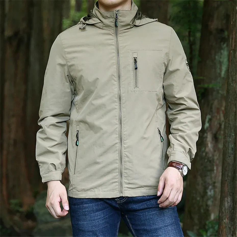 Outdoor Jacket Men Waterproof Jacket Coat Fashion Casual Camping Jackets Male Outerwear Green Windbreaker Big Size 5XL