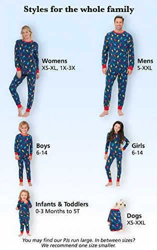 PajamaGram Matching Christmas PJs for Family, Christmas Lights, Women 1X / 16-18 Blue