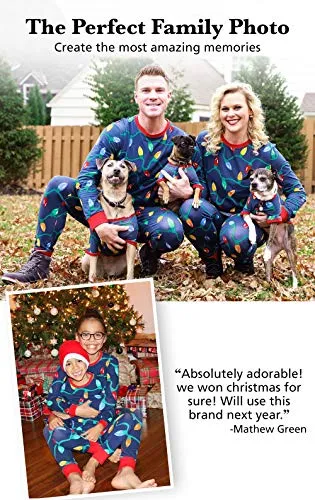 PajamaGram Matching Christmas PJs for Family, Christmas Lights, Women 1X / 16-18 Blue